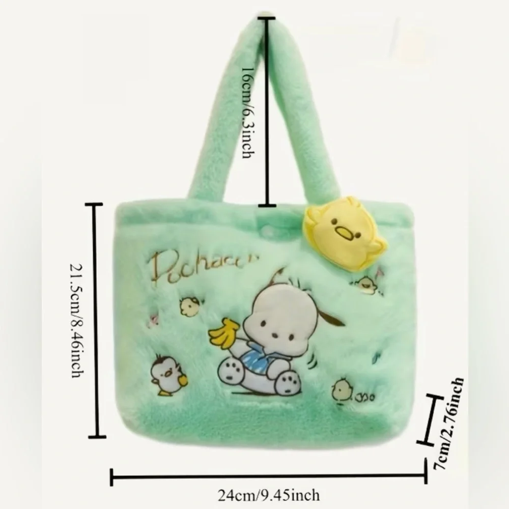 ❤️❤️SANRIO MYSTERY BUNDLE w/ Green Pochacco Plush Tote Bag Snap Closure